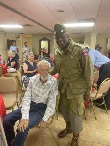 US Army Corporal Aubrey Blunt at his 100th birthday. He’s a survivor of D-Day and the Battle of the Bulge. He was an artilleryman.