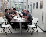 EMS first responders having lunch.